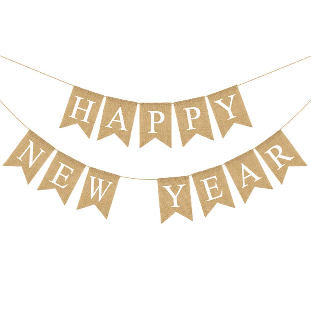 PRETYZOOM Happy New Year Party Decorations Set - Latte Art Bunting Flags, Hanging Banner, Backdrop for New Year Celebrations | Perfect for Home, Office & Holiday Party Decor
