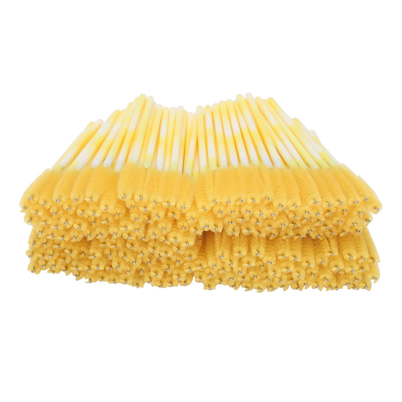 200pcs Mascara Wands - Disposable Eyelash Extension Brushes, Portable Travel Spoolies for Professional Makeup & Lash Extensions (Yellow) | Perfect for Salons, DIY Beauty & On-the-Go Touch Ups