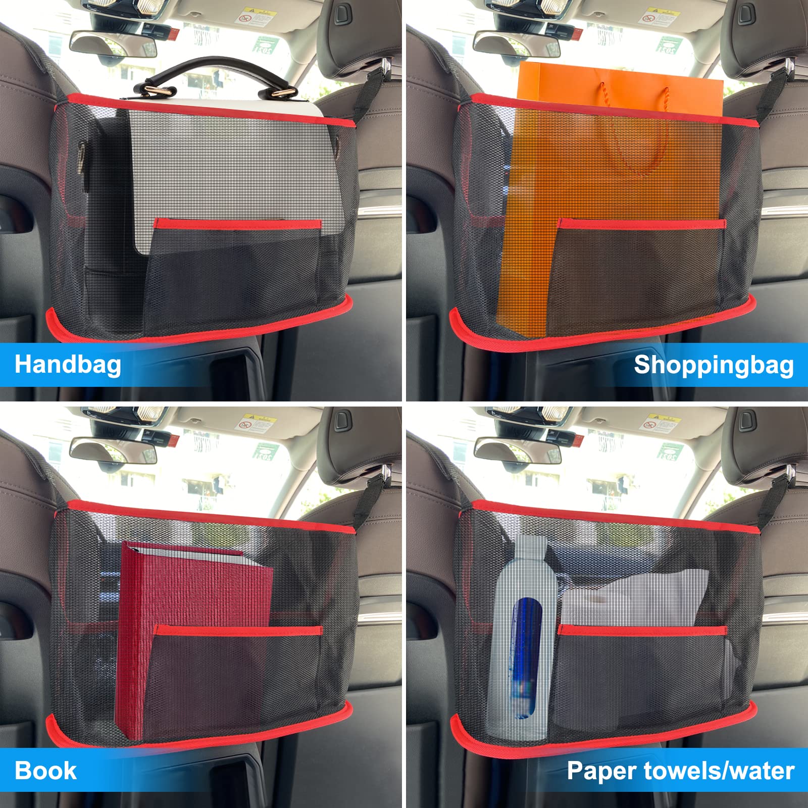Car Seat Gap Organizer - Red Mesh Pocket Handbag Holder for Phone, Keys & Accessories | Perfect for Sedans, SUVs & Trucks