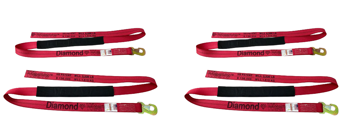 2-Pack 8' Diamond Weave Wheel Lift Straps with Flat Snap Hooks - Heavy Duty Towing & Recovery Straps for Trucks, SUVs, ATVs - Ideal for Off-Roading, Vehicle Recovery & Emergency Towing