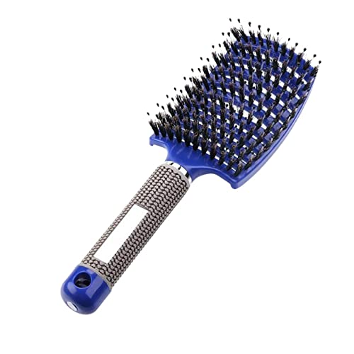 Professional Curved Vented Hair Brush with Nylon Bristles & Soft Rubber Handle - Scalp Massage & Detangling Comb for Women (Blue) | Perfect for Long, Short & Curly Hair - Salon Quality Styling Tool for Daily Use at Home or Travel