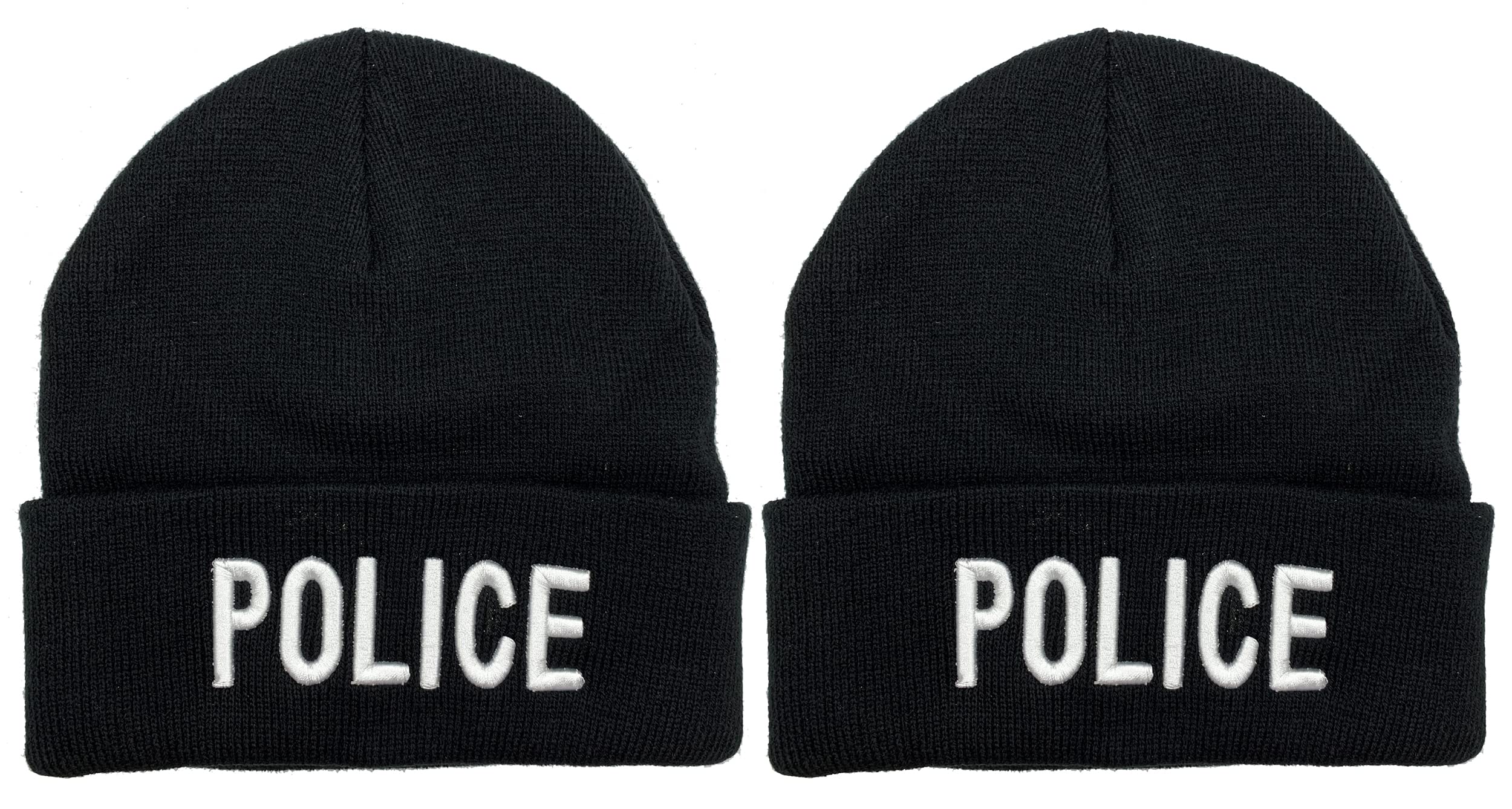 Black Duck Brand 9-Inch Embroidered Police Cuffed Beanie Skull Cap - Warm Winter Hat for Law Enforcement, Outdoor Activities & Casual Wear