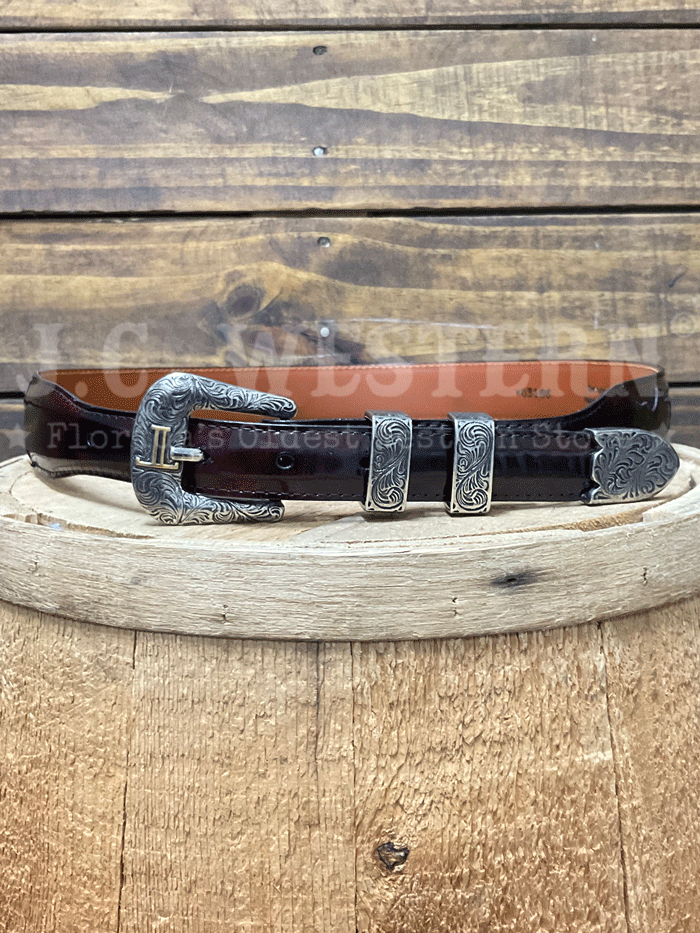 Lucchese W03106 6301 36 Genuine Goat Leather Tapered Belt in Black Cherry - Size 36 | Western Style Accessory for Men | Perfect for Cowboy Boots, Jeans & Casual Outfits