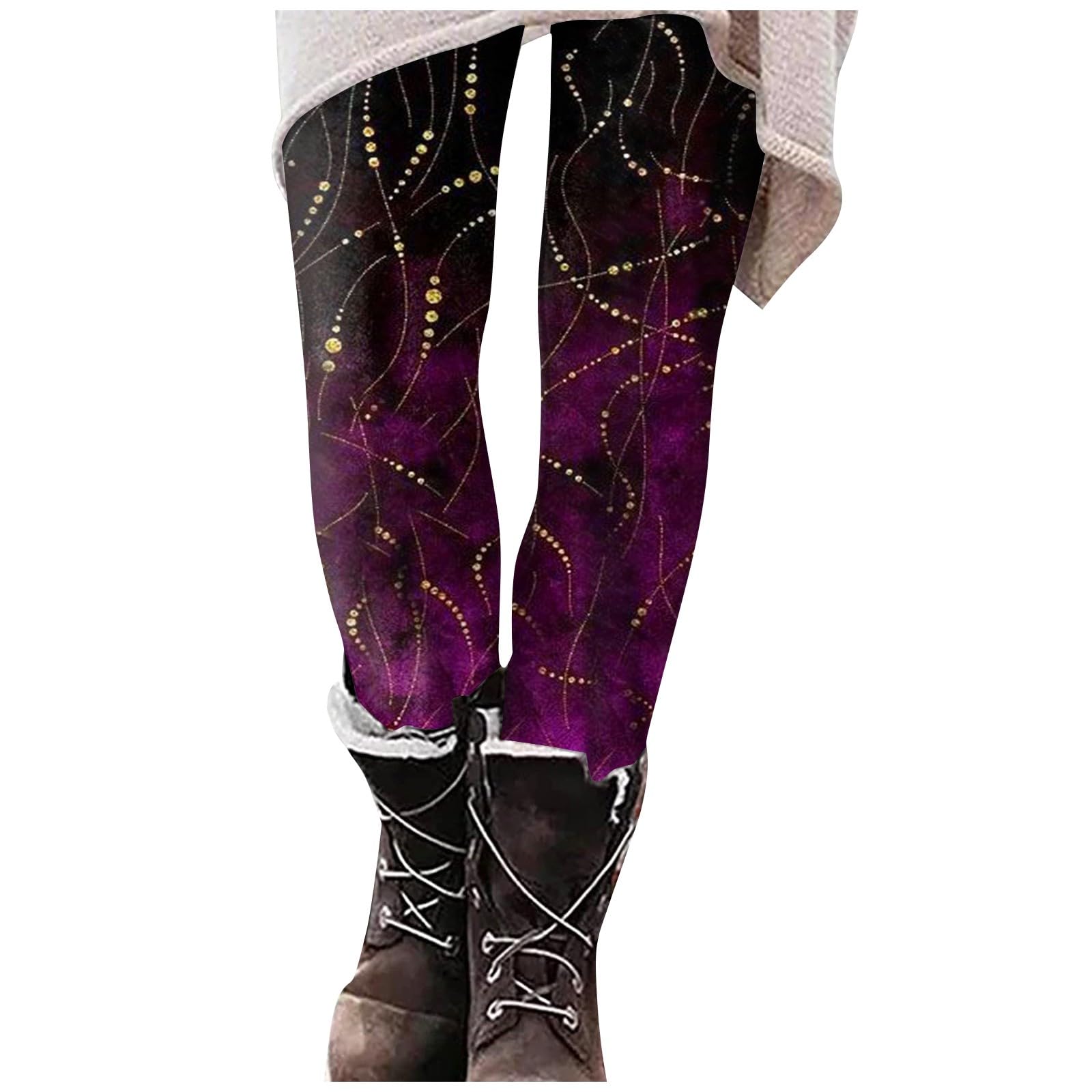 Women's Plus Size Workout Leggings - High Waisted Stretchy Yoga Pants with Butt Lifting Design & Halloween Graphic Print - Full Length Tights for Gym, Yoga, Running & Casual Wear