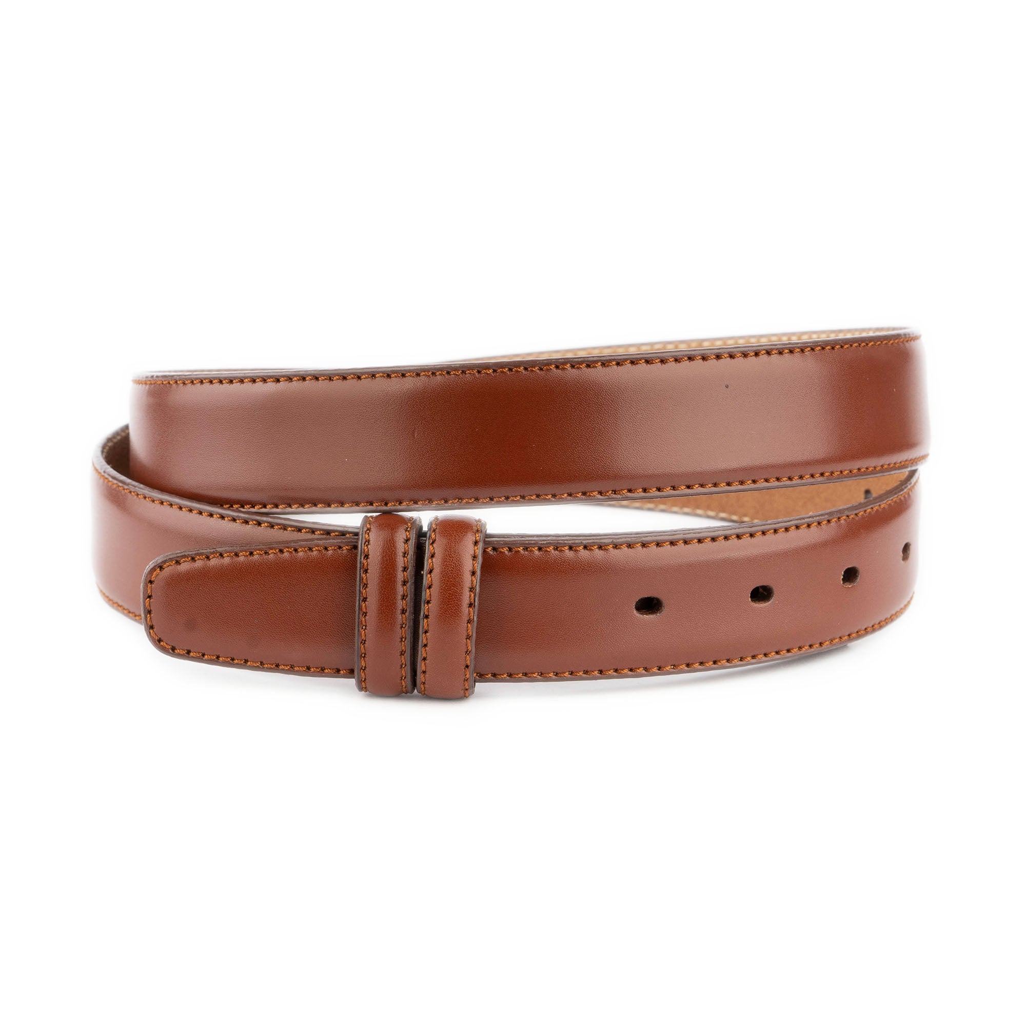 Cartier Buckle Compatible Men's Leather Belt - Medium Brown, 1 1/8 Inch Width, Hand-Stitched for Dress & Casual Wear | Perfect for Office, Wedding & Everyday Fashion