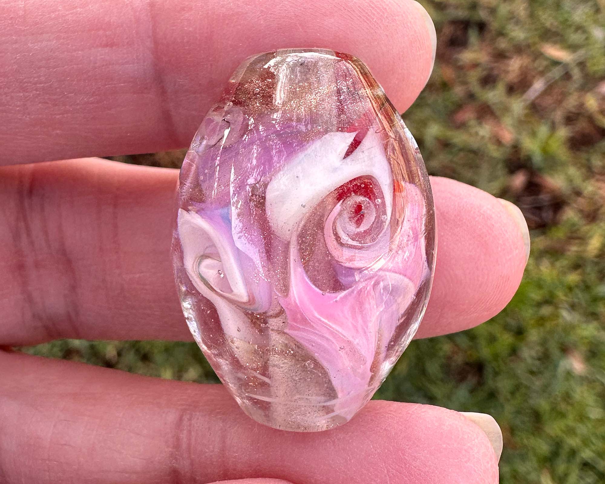 Valentine Swirl Lampwork Glass Focal Bead - Handmade SRA Artisan Bead for Jewelry Making, DIY Crafts, Necklace & Bracelet Designs - Perfect for Valentine's Day Gifts & Romantic Jewelry Projects