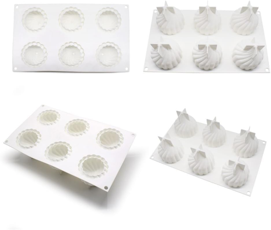 RKPM HOMES 6-Cavity Spiral Chocolate Fondant Mold - 3D Onion Silicone Cupcake Mould for DIY Cake Decorating, Modak Molds for Handmade Polymer Mousse, Candy, Cookies, Muffins & Resin Wax Candles | Perfect for Birthday Parties, Wedding Desserts & Holiday Baking