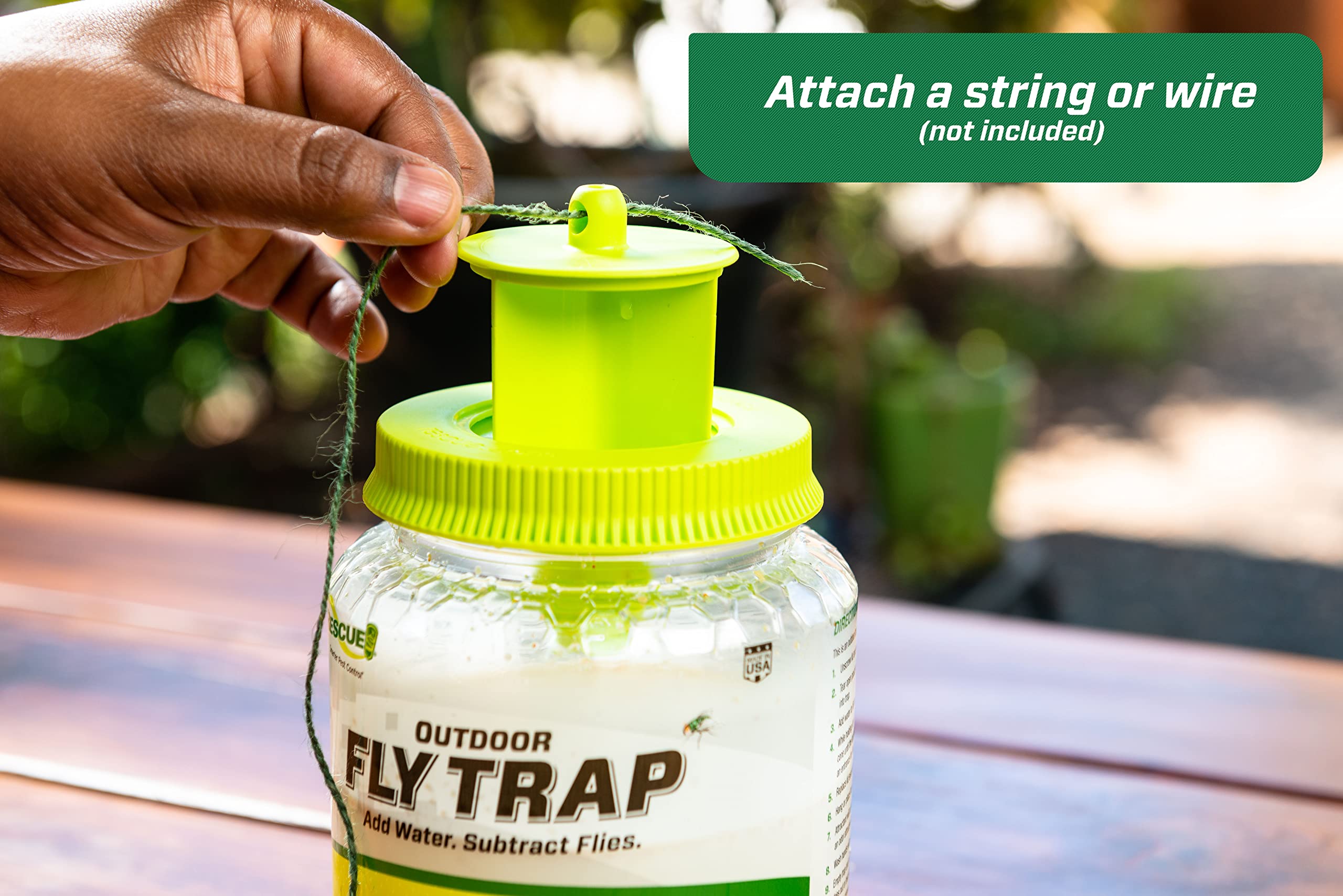 RESCUE! Outdoor Fly Trap - Reusable Hanging Fly Catcher for Backyard, Garden & Patio - Natural Fly Control for Outdoor Spaces