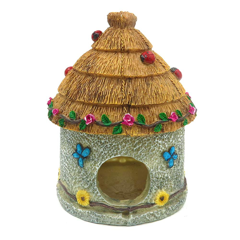 OMEM Reptile Hideout Cave - Natural Hand-Painted Castle Hut for Terrarium Decor, Breeding Hideout & Habitat for Lizards, Snakes, Geckos | Perfect for Reptile Enclosures, Zen Gardens & Pet Habitat Enrichment