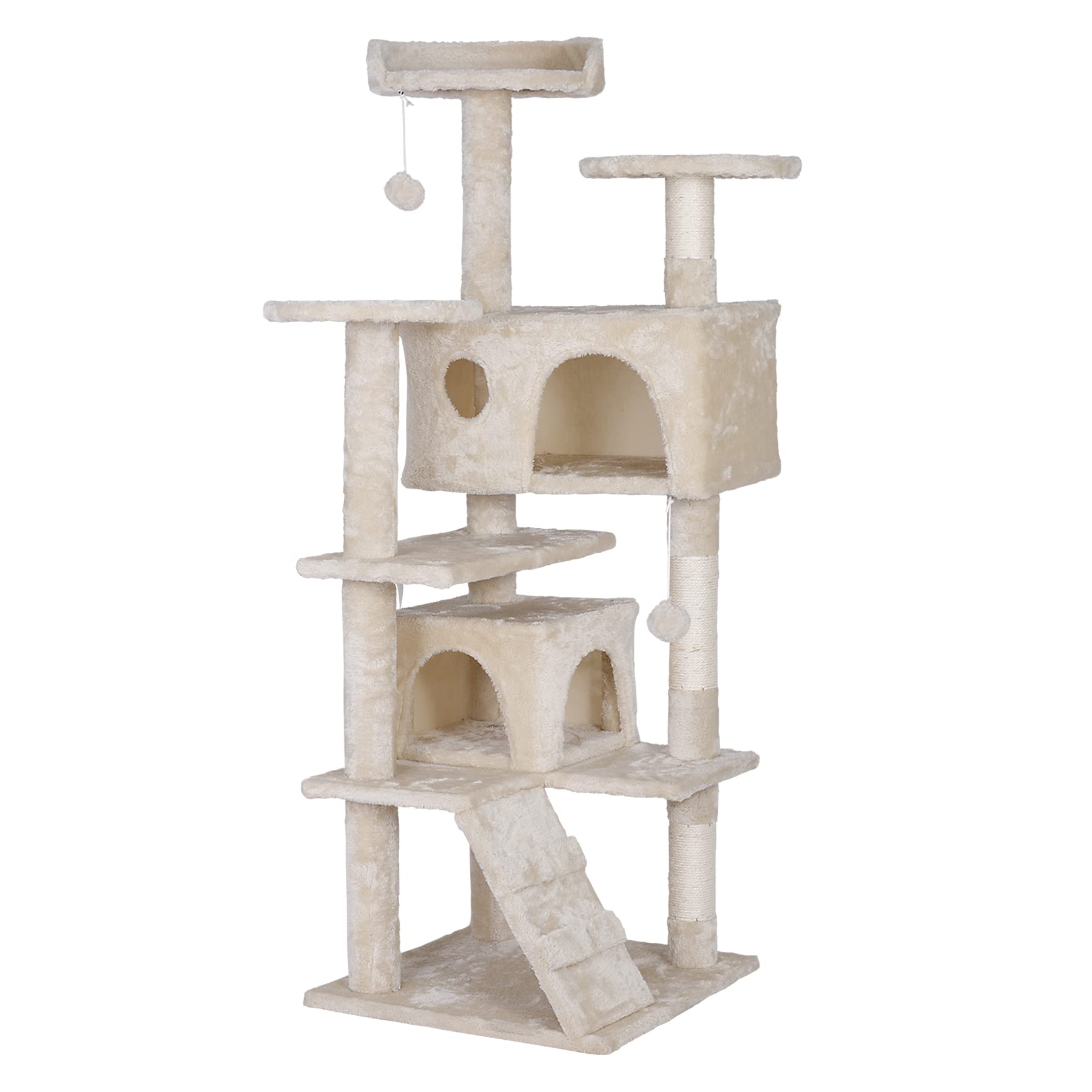Premium 55-Inch Cat Tree with Sisal Scratching Posts & 2 Cozy Plush Condos - Durable Cat Furniture for Kittens & Adult Cats - Perfect for Indoor Play, Climbing & Relaxation in Home or Apartment