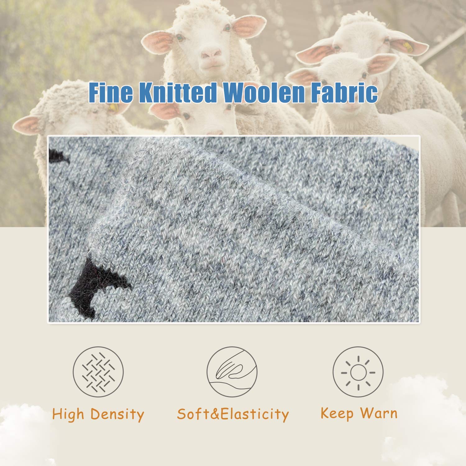 Warm Wool Socks for Boys - 6 Pairs Winter Thermal Crew Socks for Kids Outdoor Play