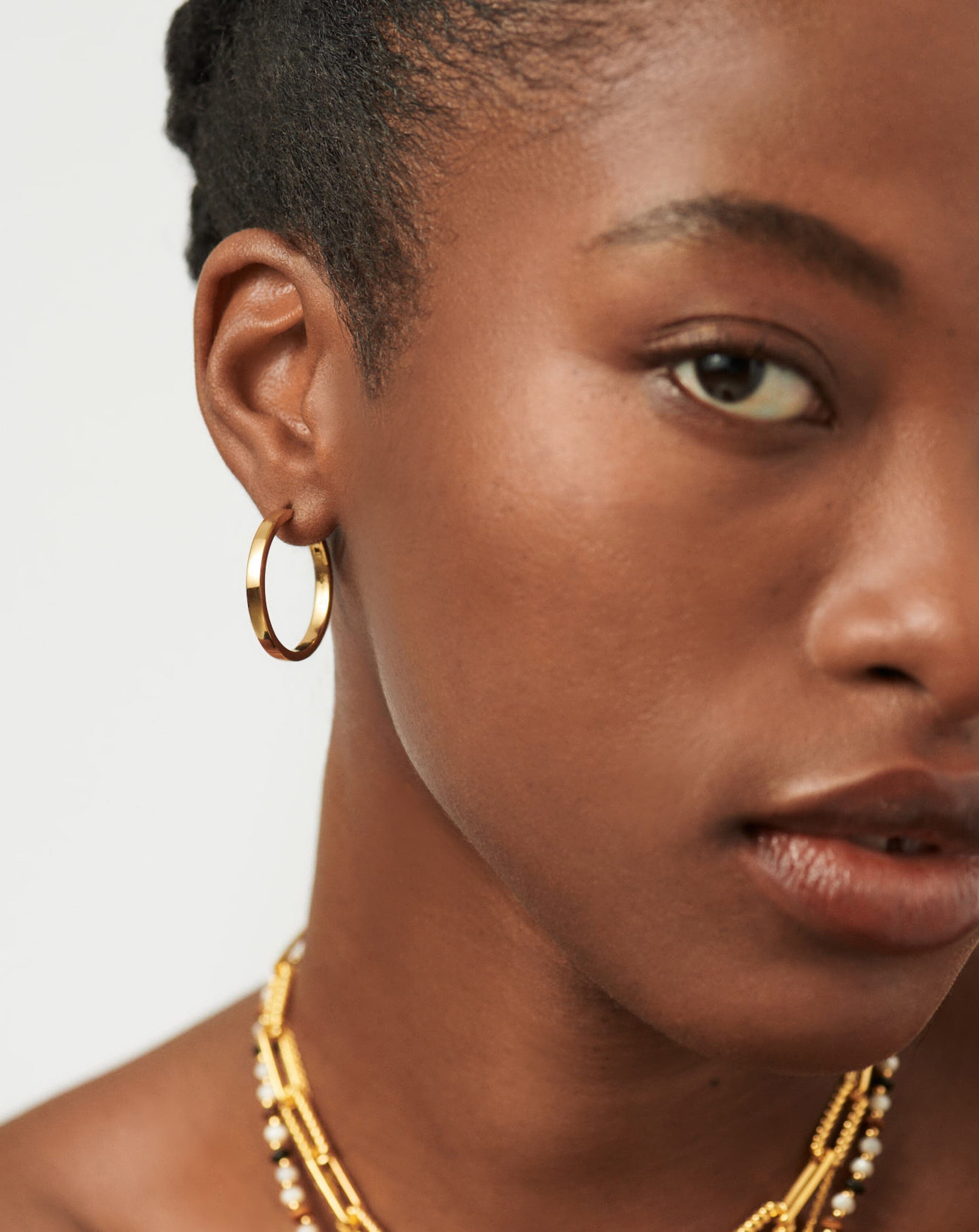 Classic 18k Gold Vermeil Medium Hoop Earrings for Women - Timeless Everyday Jewelry for Work, Date Night & Special Occasions
