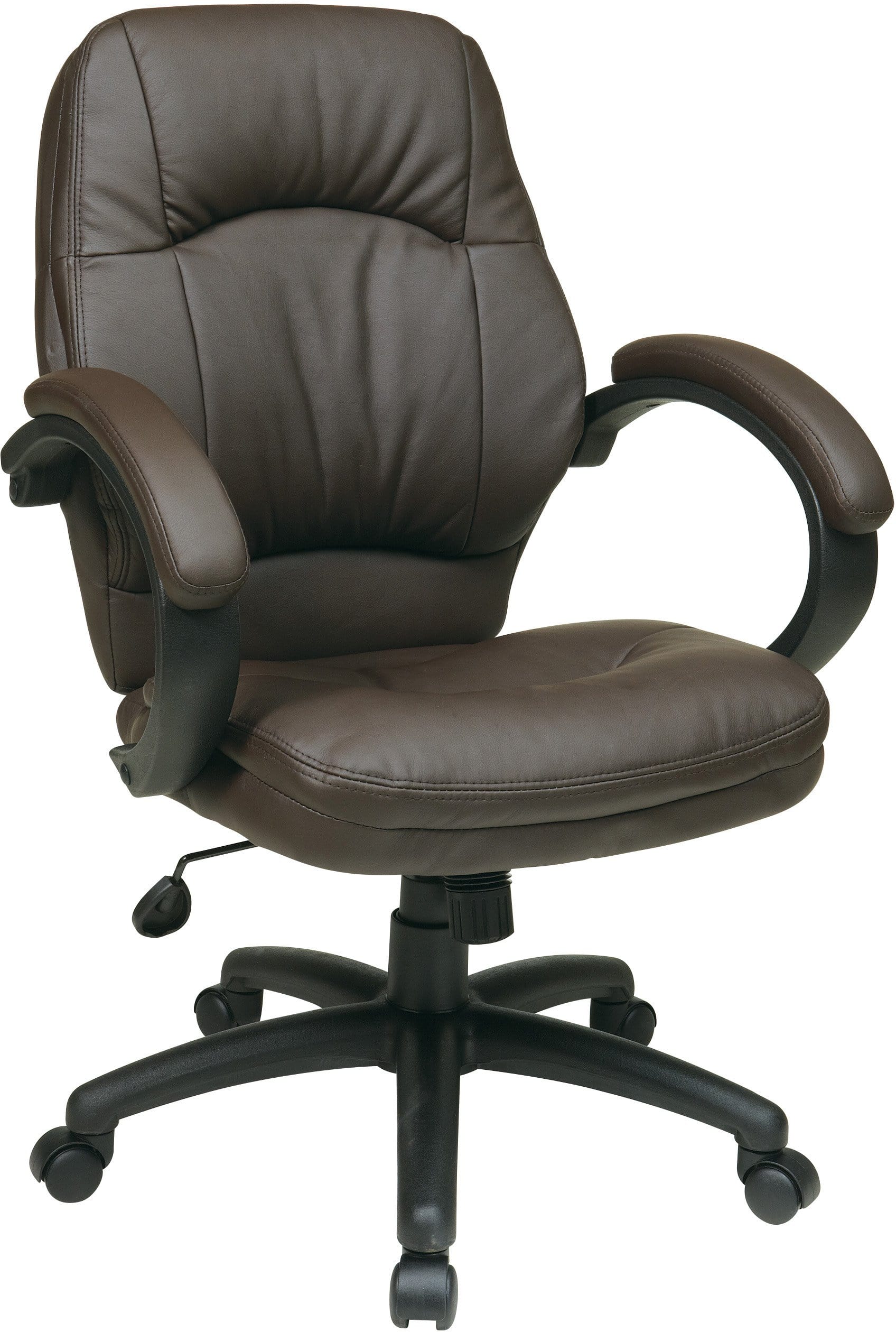 Office Star Work Smart™ Deluxe Faux Leather Managers Chair [FL605] - Ergonomic Executive Office Chair for Home & Business Use, Comfortable Leather-Like Swivel Task Chair with Adjustable Height & Lumbar Support