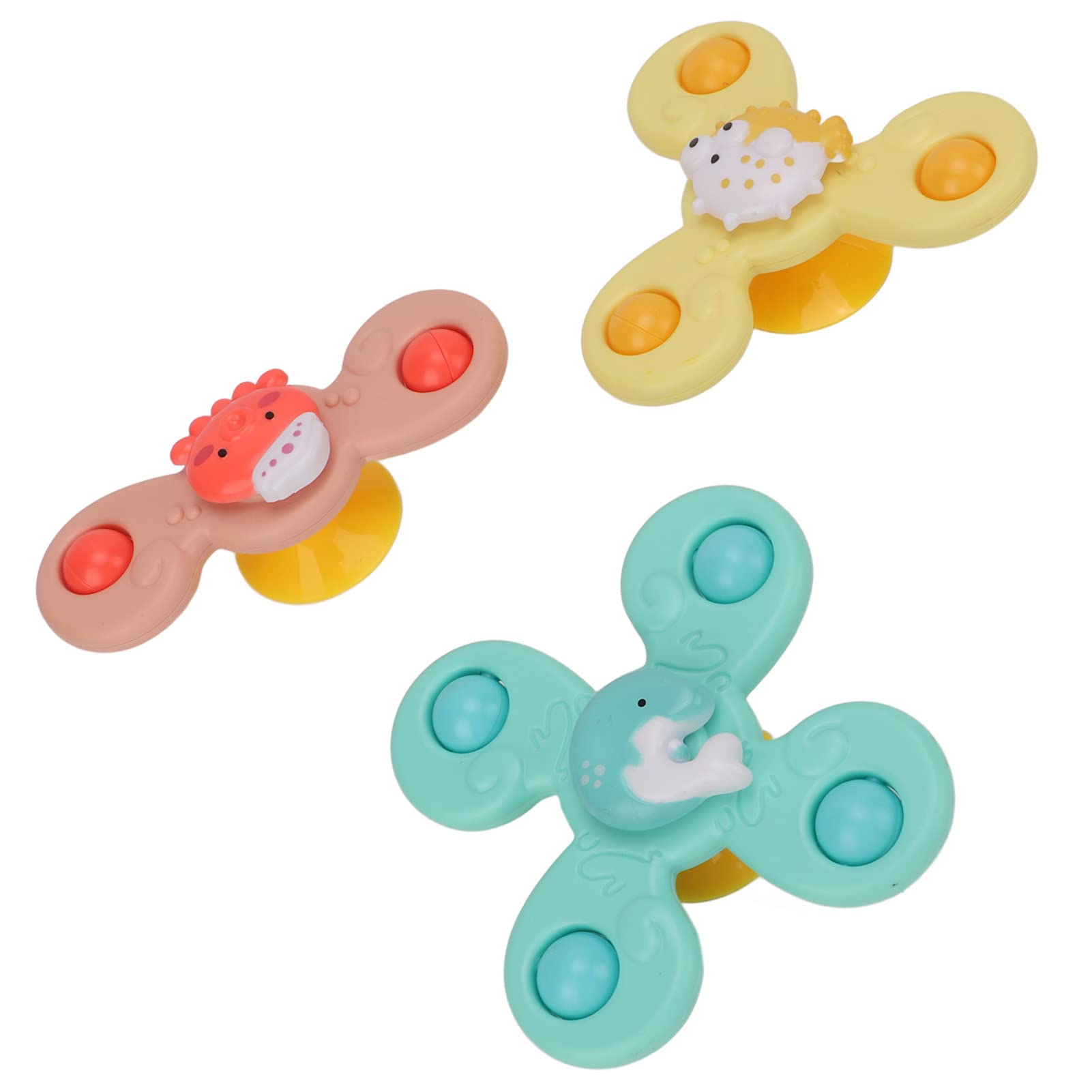 3 Pack Suction Cup Spinner Toys - Rotating Flower Fidget Spinners for Kids, Waterproof & Rustproof Sensory Toys for Bath, Window & Car Play - Stress Relief Bathroom Toys for Babies & Toddlers