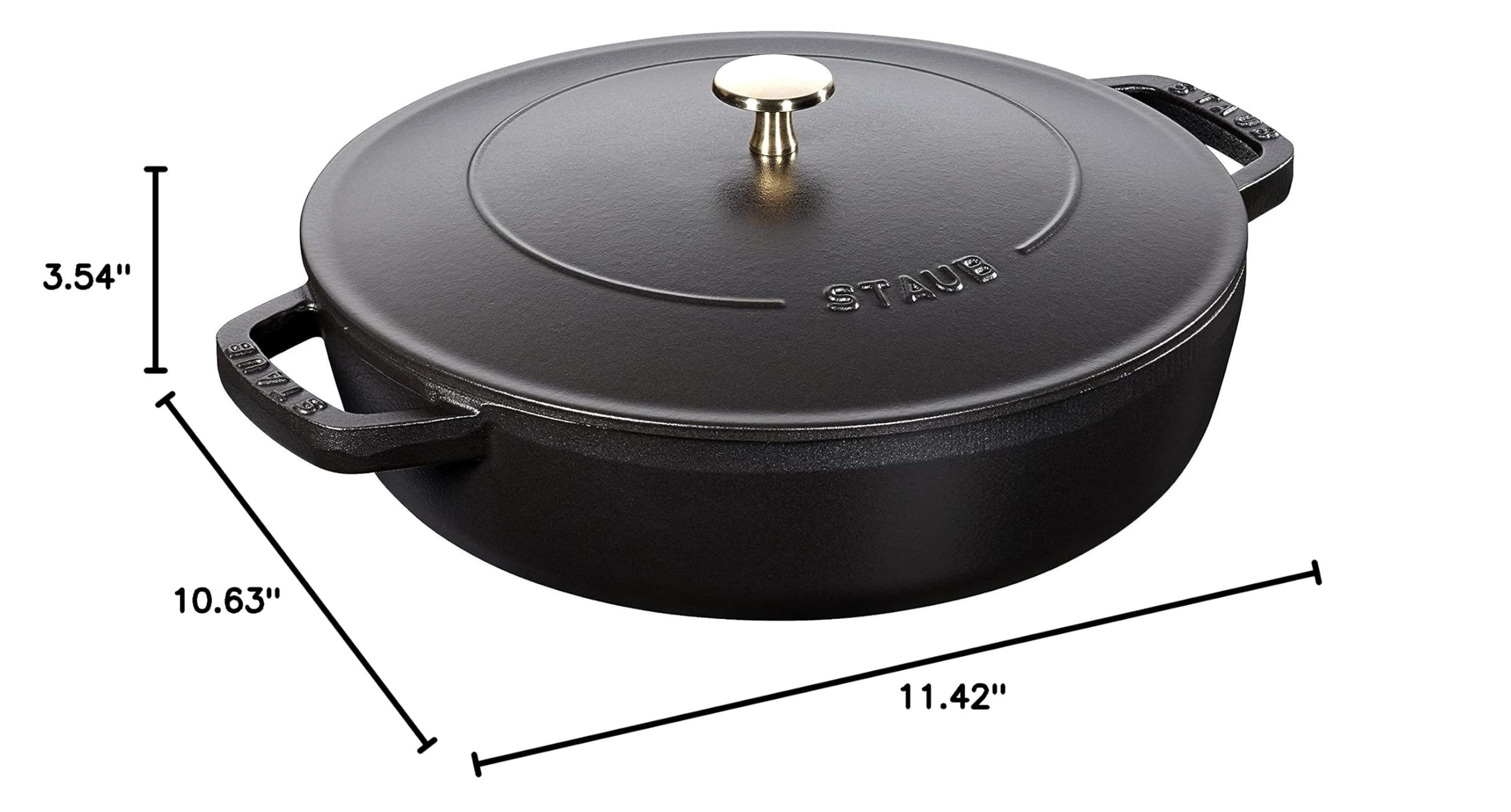 Staub 40511 473/0 Chistera Black 24 cm Cast Iron Dutch Oven – Perfect for Braising, Stewing & Baking at Home
