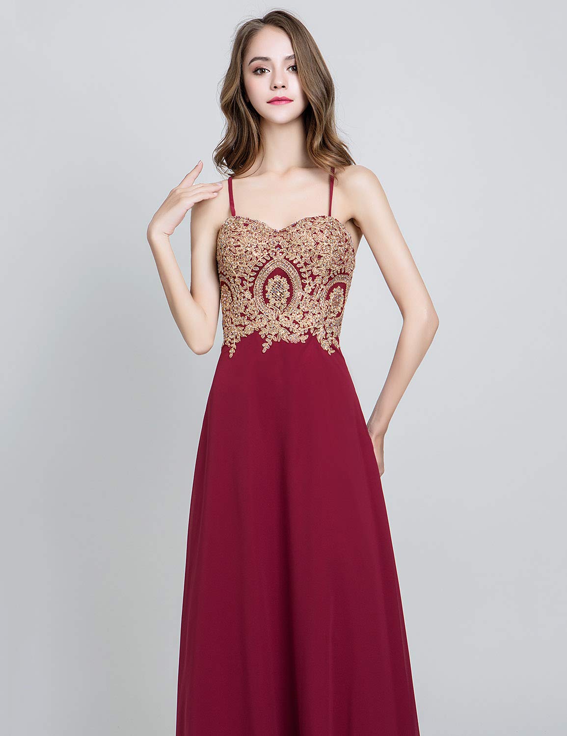 Sarahbridal Juniors Sweetheart Bridesmaid Dresses - Chiffon Long Prom Evening Gown with Pleated Details for Weddings, Parties & Formal Events