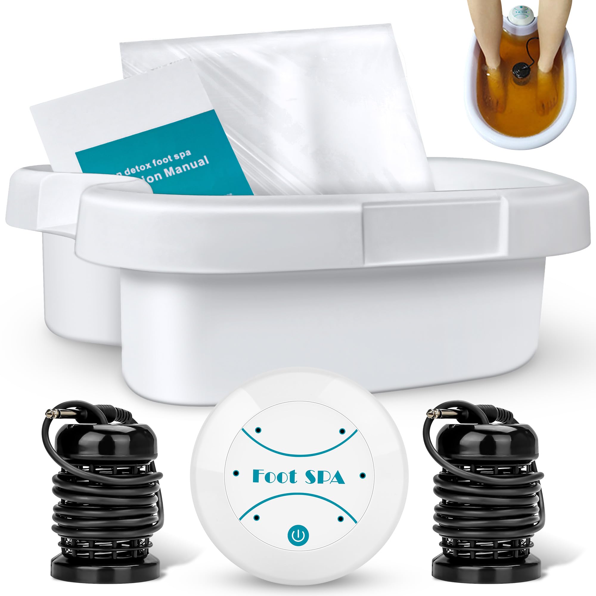 Ionic Foot Spa Detox Machine for Home Use - Professional Salon-Level Foot Detoxifier with 2 Arrays & Liners, Promotes Healthy Detox & Relaxation - Perfect for Home Spa, Stress Relief & Wellness Routine