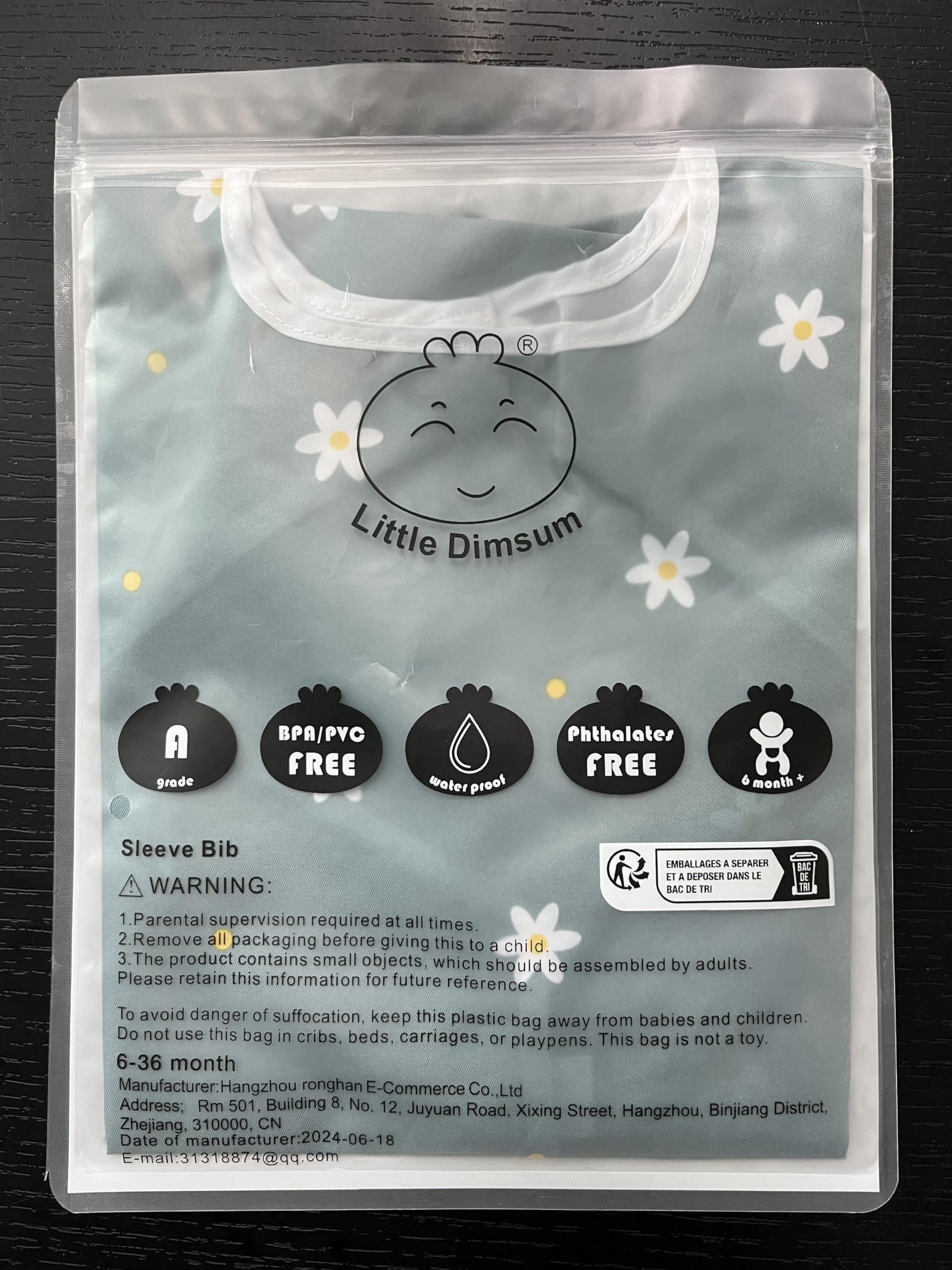 Waterproof Long Sleeve Baby Bib with Food Catcher - Toddler Weaning Coverall Set for 6-36 Months | Flower Pattern | Easy to Wipe Clean | Perfect for Messy Meals & Self-Feeding Practice