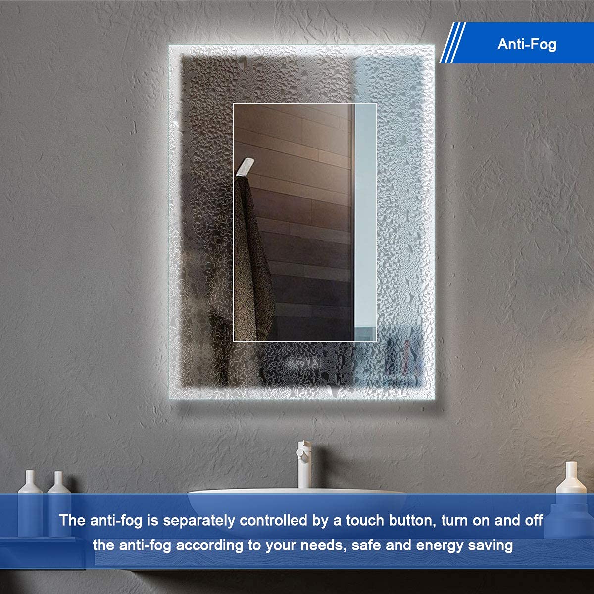 DECORAPORT 84 x 40 Inch Smart LED Bathroom Mirror with Dimmable Lights, Anti-Fog & Bluetooth - Modern Vanity Mirror for Makeup, Shaving & Home Decor (Ideal for Bathrooms, Bedrooms & Dressing Rooms)
