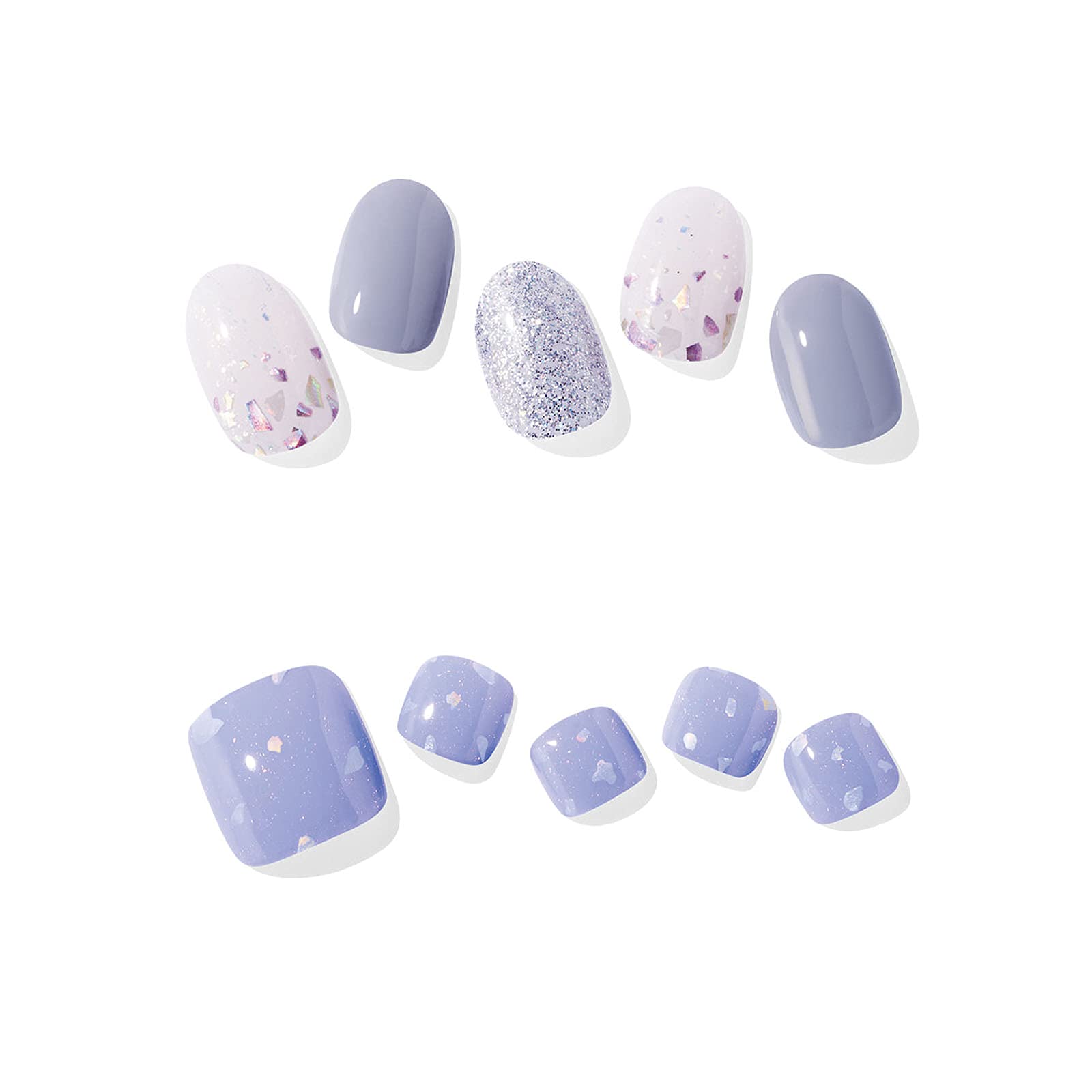 Ohora Semi-Cured Gel Nail Stickers Set - 30pcs Nail Art & 32pcs Pedicure Stickers, Long Lasting Gel Polish (N Afterglow + P Cantabile) - Perfect for Home Manicure, Salon Nails & DIY Pedicure