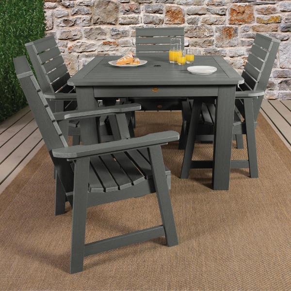 Weatherly 5-Piece Square Dining Table Set for Kitchen, Breakfast Nook & Small Space - Modern Indoor Outdoor Patio Furniture with 4 Chairs