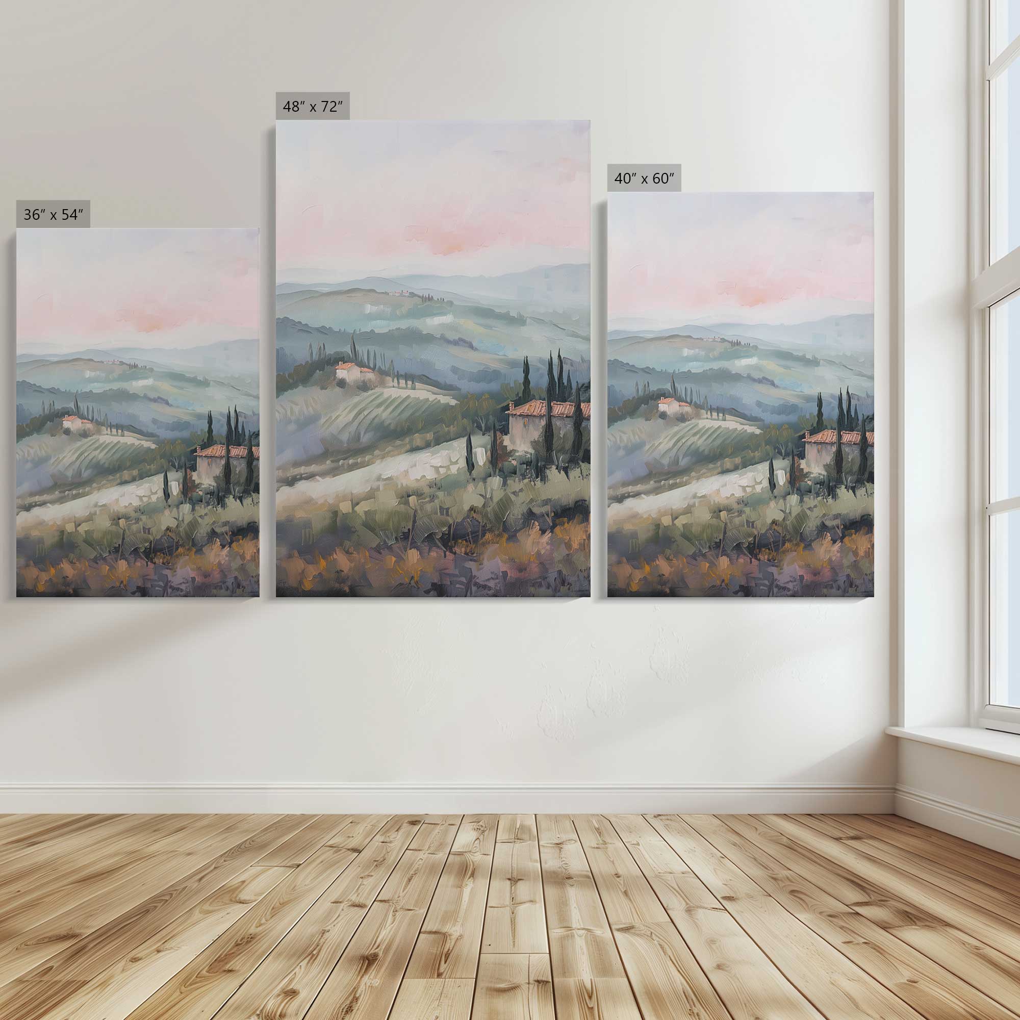 Tuscany Sunset Landscape Large Canvas Print Wall Art - Perfect for Living Room, Bedroom & Office Decor