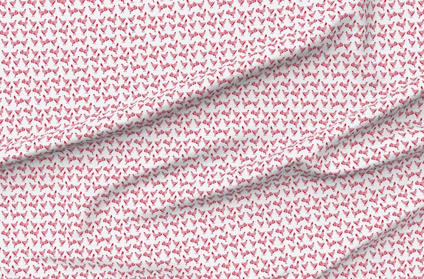 Red Chicken White Farm Animal Neutral Hen Rooster Chickens Monochrome Printed Minky Fabric by The Yard - Soft Plush Material for Sewing Baby Blankets, Quilt Backing & DIY Projects - Perfect for Nursery Decor, Home Crafts & Gift Making