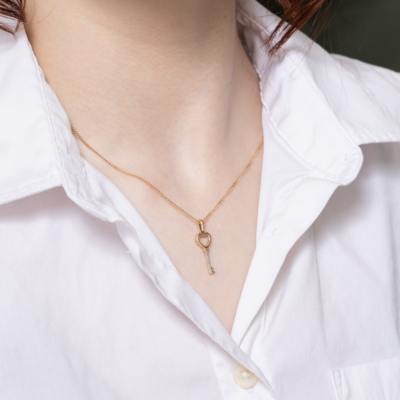 0.03ctw Diamond Heart Key Pendant Necklace - Elegant Jewelry Gift for Women, Valentine's Day, Anniversary & Special Occasions