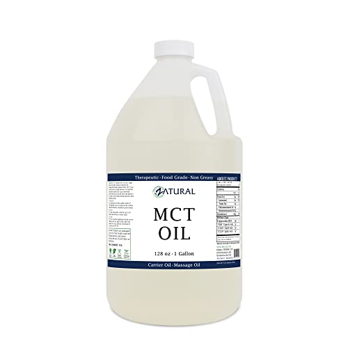 **Pure MCT Oil - Certified Food & Therapeutic Grade - Carrier, Massage, Hydrating & Hair Oil - 0 Additives - 128 oz (1 Gallon) - Perfect for Keto, Weight Loss & Skincare**
