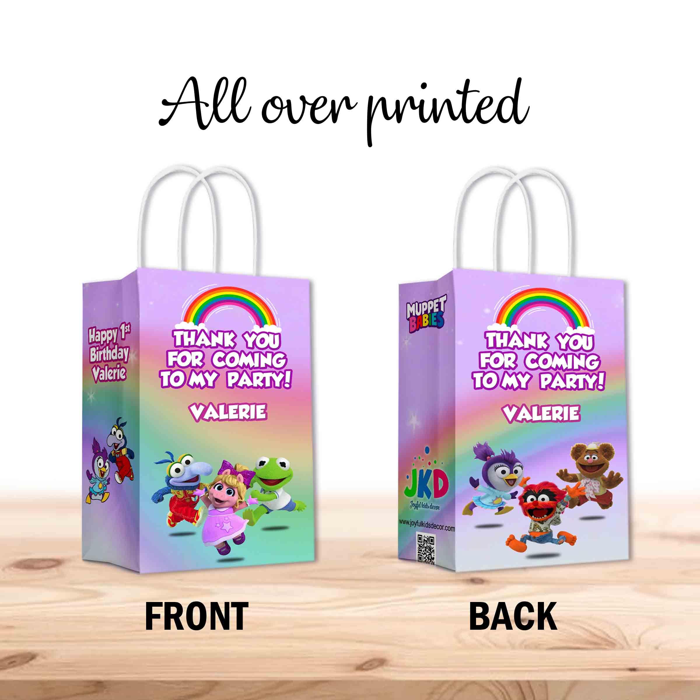 Muppet Babies Party Favor Bags with Handles - 12 Pack Kids Birthday Gift Bags for Goodie Bags, Party Supplies, and Favor Distributions