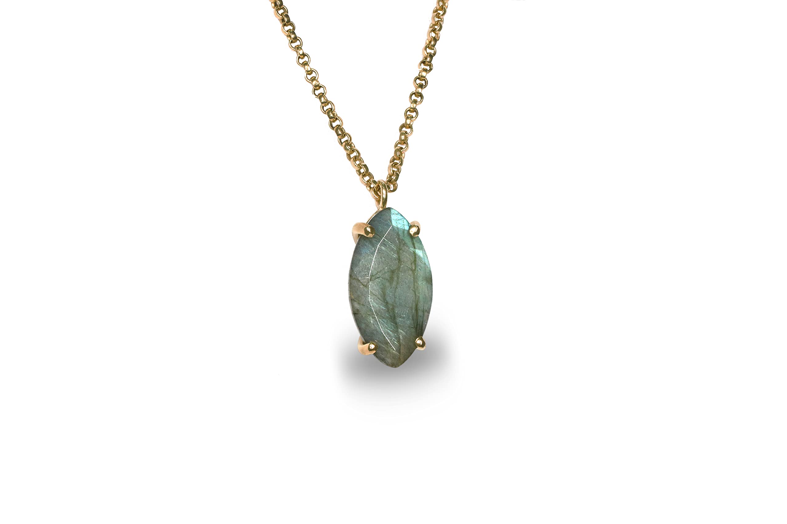 Handcrafted Marquise Labradorite Necklace - Natural Gemstone Statement Jewelry for Women | Elegant Long Pendant Boho Necklace | Perfect for Weddings, Parties & Everyday Wear