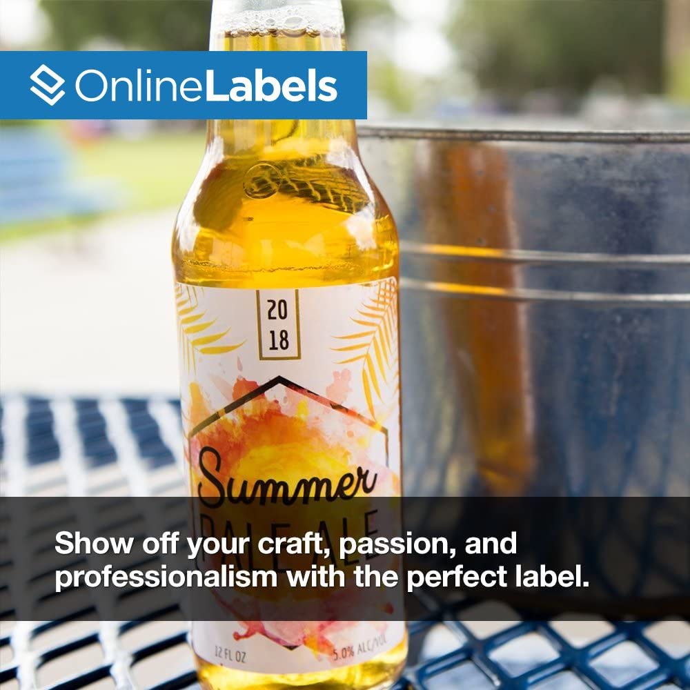 3.75 x 3 Inch Waterproof Beer Bottle Labels for Inkjet Printers - 600 Labels (100 Sheets) | Durable Customizable Stickers for Homebrewing, Craft Beer Bottling & DIY Projects - OnlineLabels