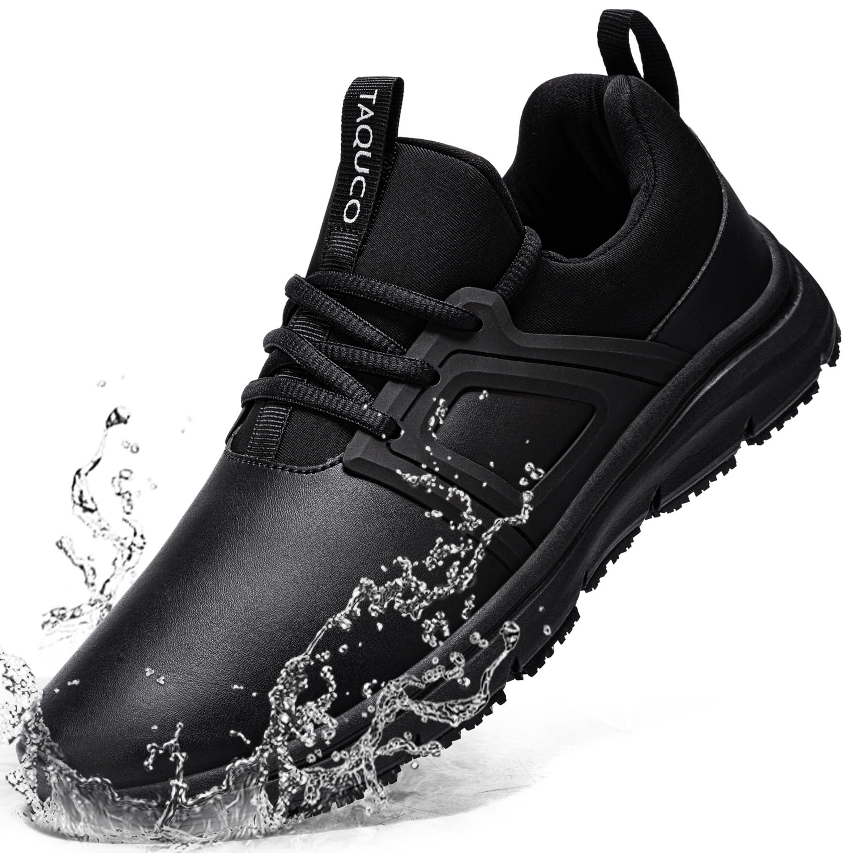 Non-Slip Work Shoes for Men - Slip-On Waterproof Sneakers for Kitchen & Restaurant - Comfortable Slip-Resistant Chef Shoes - Ideal for Cooking, Food Service & Hospitality - Black