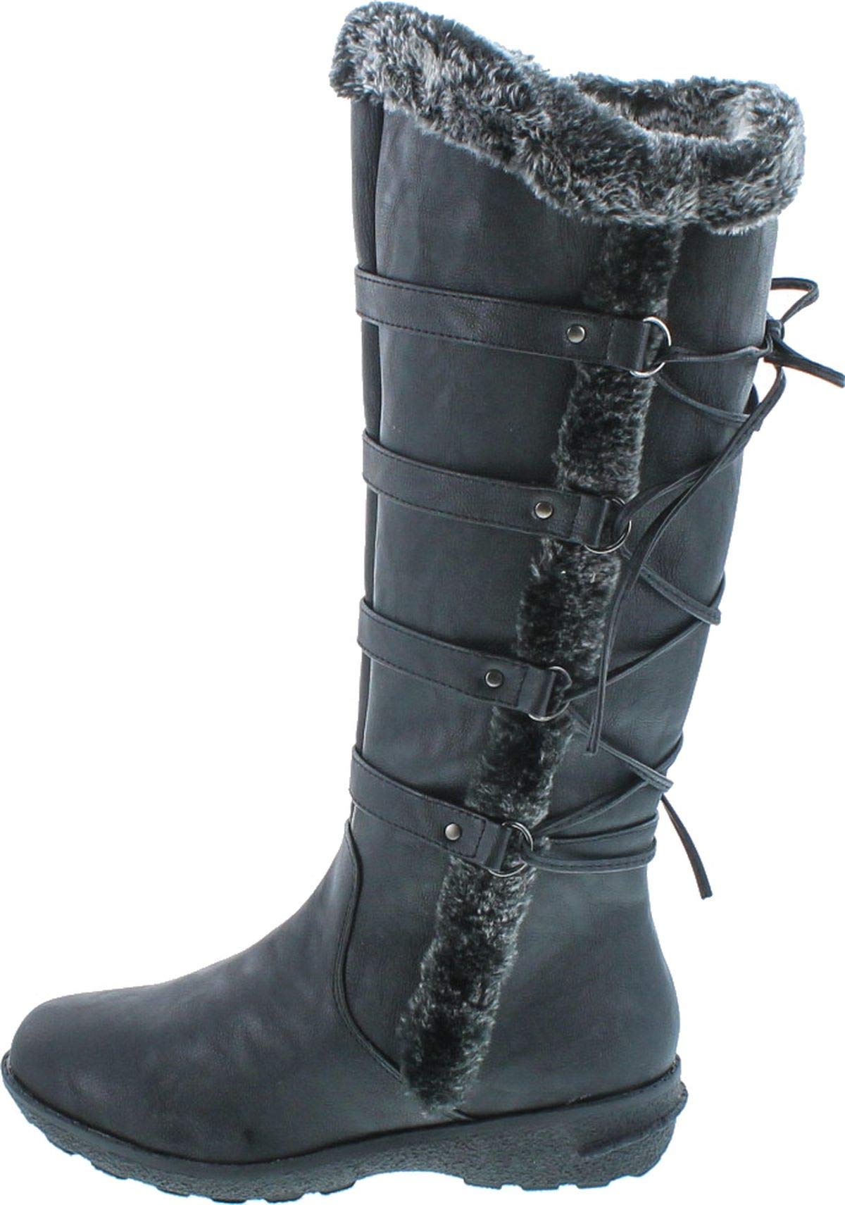 Forever Aura-42 Women's Lace-Up Knee High Boots - Winter Fashion Boots for Women - Perfect for Cold Weather, Snow, and Stylish Outfits