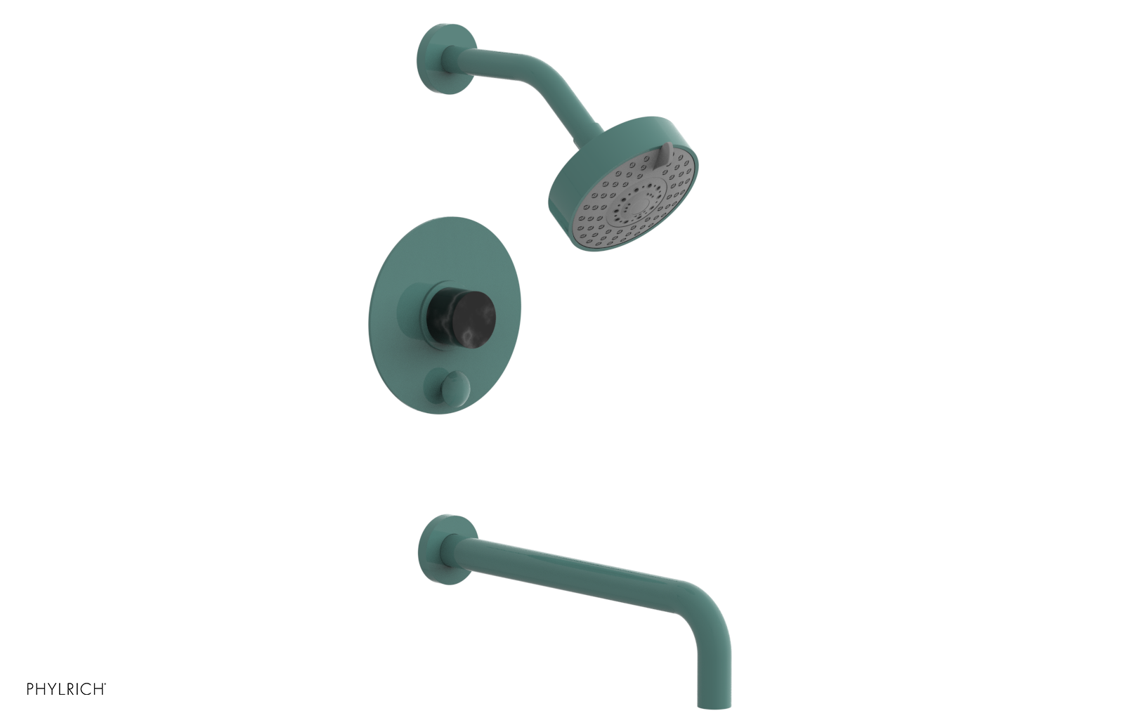 BASIC II 12 Pressure Balance Tub and Shower Set - Black Marble Finish, 230 28 12 - Perfect for Modern Bathroom Renovations & Spa-Like Showers