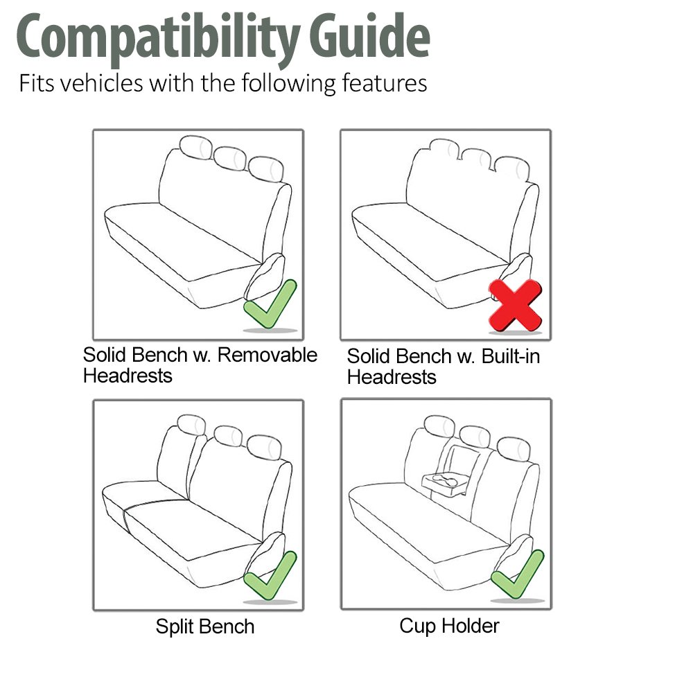FH Group Universal Fit Back Seat Cloth Car Seat Cover - Split Bench Rear Seat Protector for SUV, Sedan, Van | Durable & Comfortable Interior Accessories | Perfect for Road Trips, Family Travel & Pet Protection