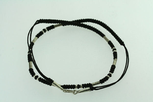 Elegant Black Thread & Silver Bead Necklace for Women - Stylish Layering Jewelry for Everyday Wear, Parties & Gifts