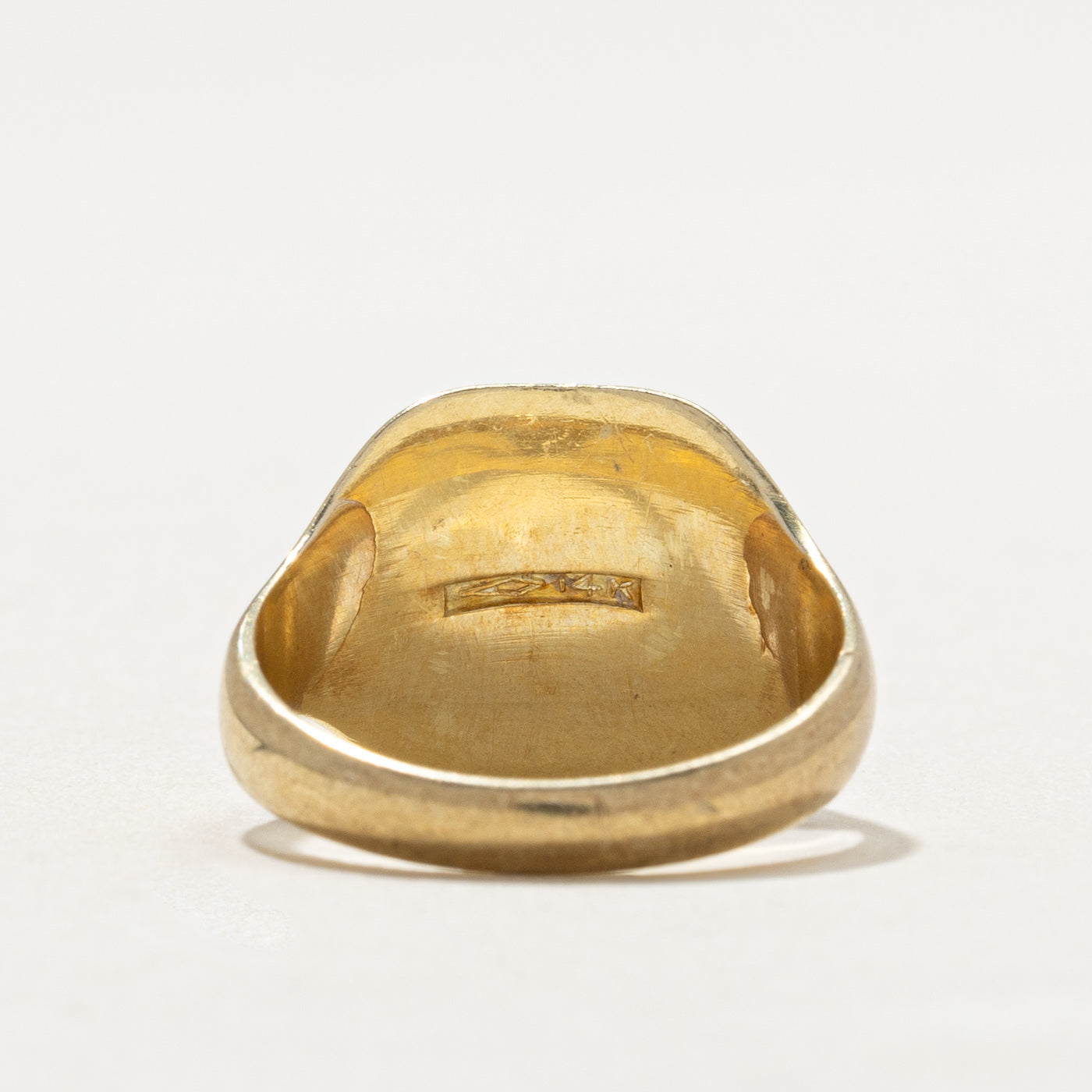 14K Yellow Gold Textured Signet Ring for Men & Women - Size 4.75 - Elegant Statement Jewelry for Everyday Wear, Gifts & Special Occasions