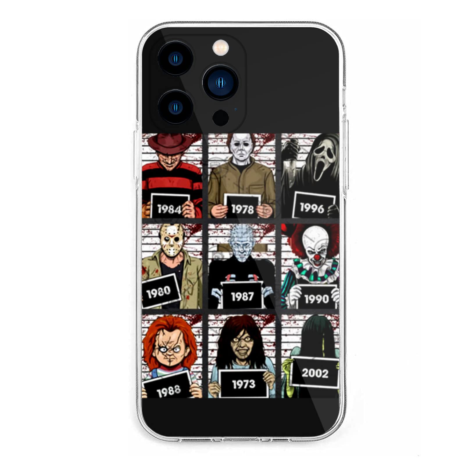 Horror Movie Clear iPhone SE 2020/7/8 Phone Case - Waterproof Protective Cover with Halloween Design - Perfect for Halloween Cosplay, Movie Nights & Daily Use