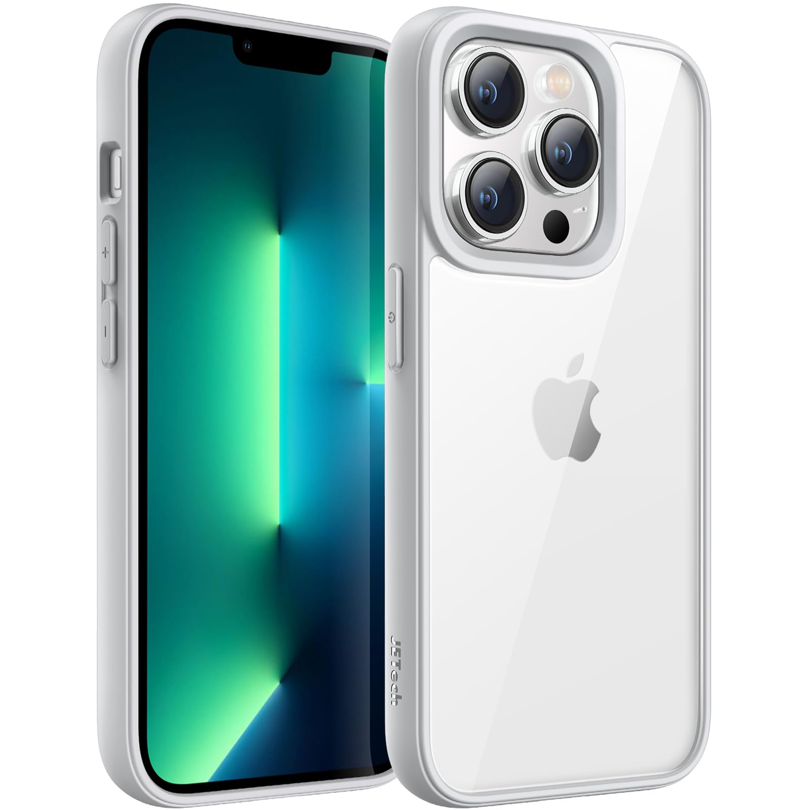 JETech Shockproof Bumper Case for iPhone 13 Pro Max 6.7-Inch - Matte TPU Frame with Anti-Scratch Clear Back (Silver) | Protective Phone Cover for Everyday Use, Work & Outdoor Activities