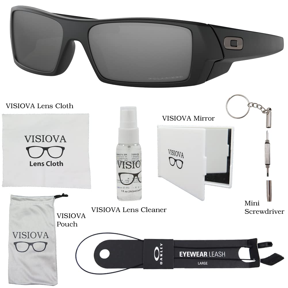 Oakley Gascan OO9014 Polarized Sunglasses for Men - UV Protection, Lightweight Frame with VISIOVA Accessories & Leash - Perfect for Running, Cycling, and Outdoor Sports