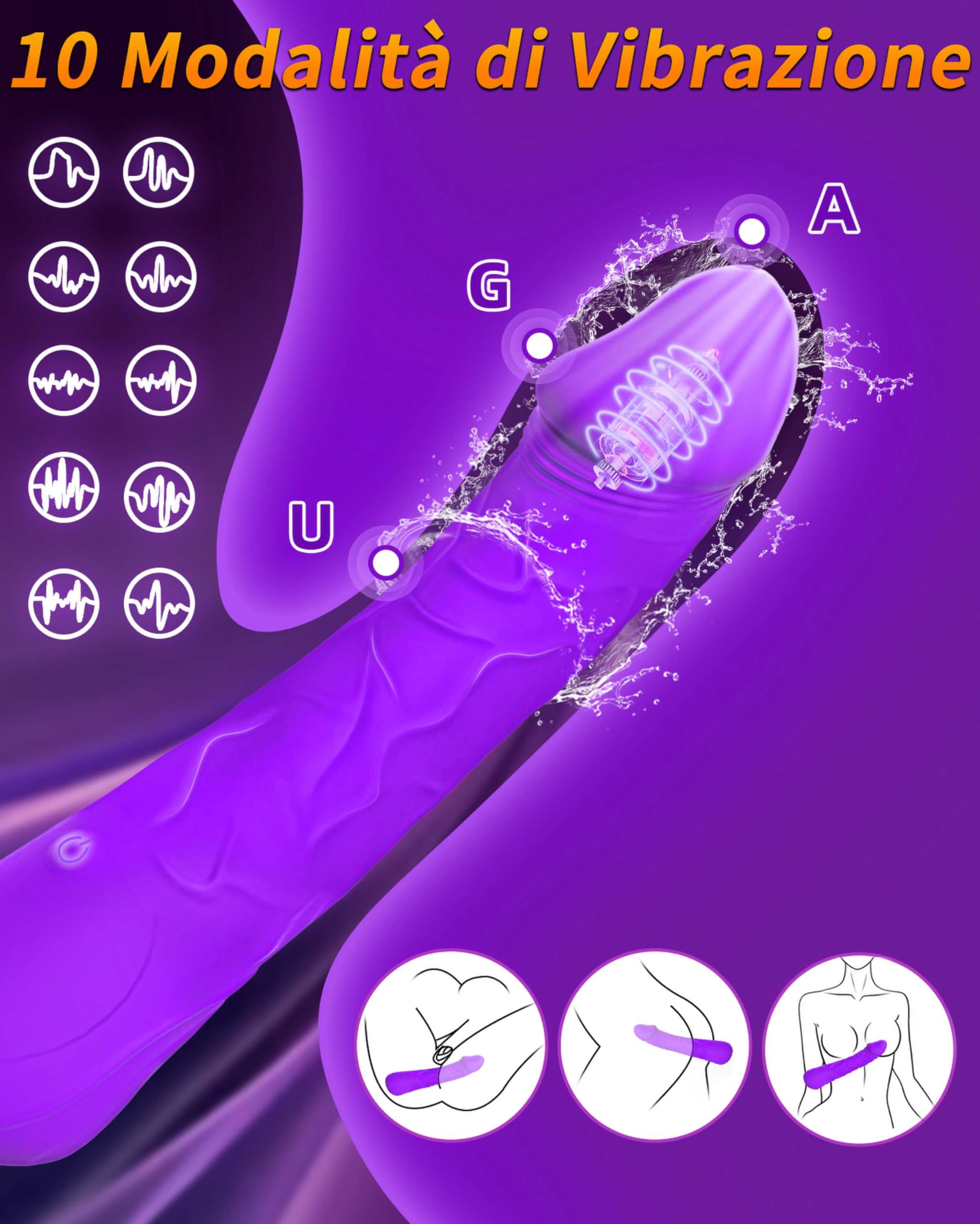 Coyoho 10-Speed G-Spot Vibrator with Squirting Function - Realistic Dildo Clitoral Stimulator for Women - Purple Adult Sex Toy for Couples Play & Solo Pleasure