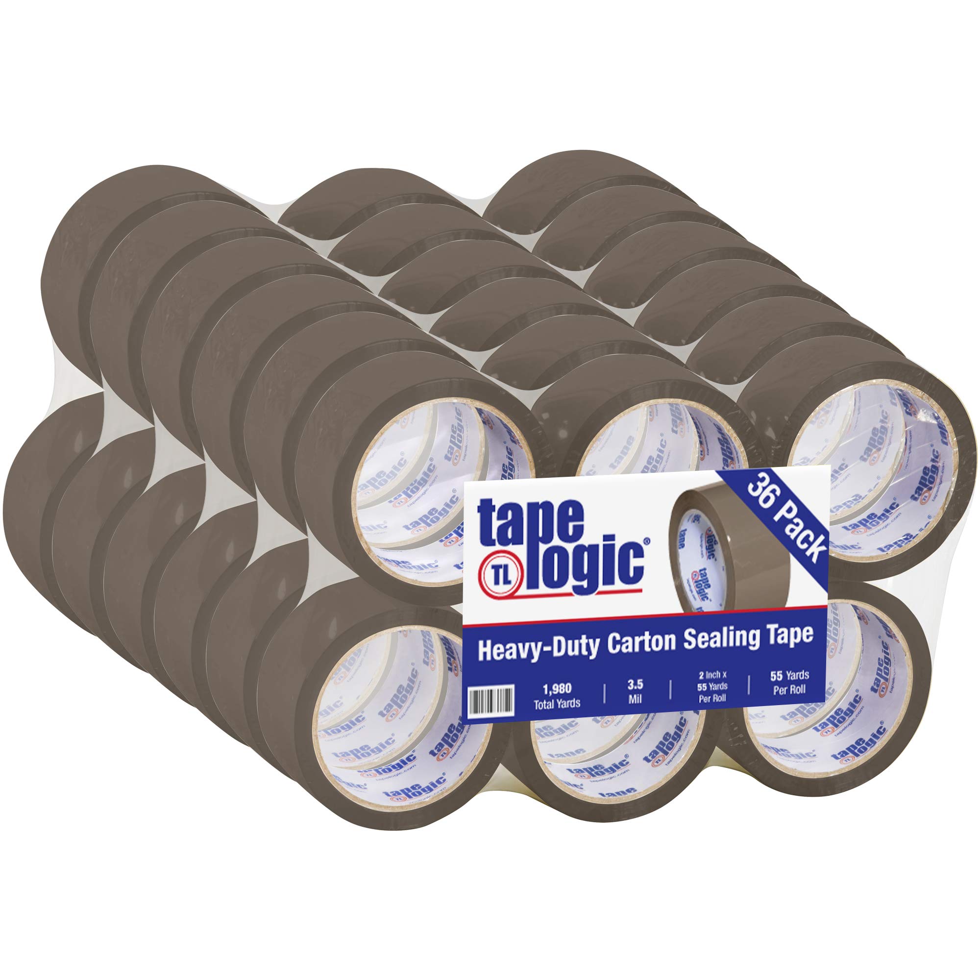 Tape Logic 2 Inch x 55 Yards Tan Acrylic Packing Tape, 3.5 Mil Thick, 36 Rolls Pack - Heavy Duty Packaging, Shipping, Moving, Home & Office Use - Secure Box Sealing for Ecommerce, Warehouse, Postal & Household Applications