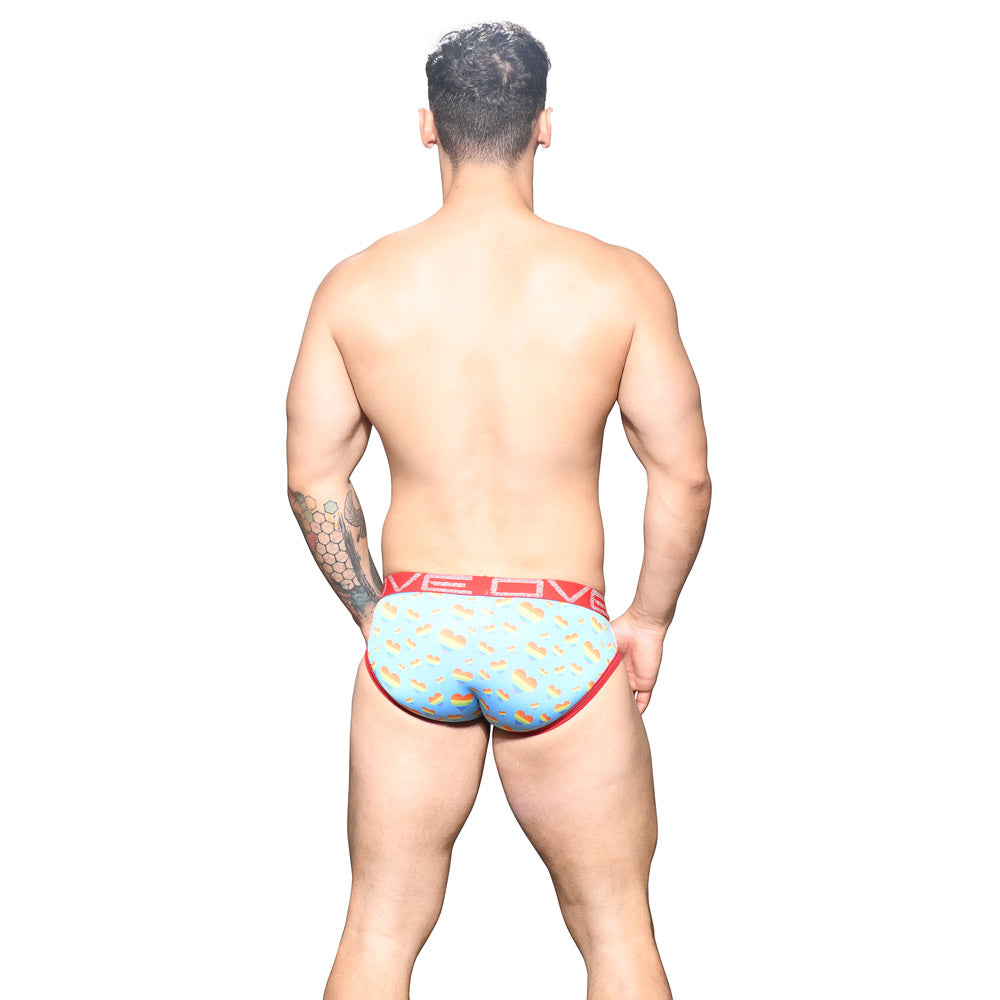 Andrew Christian Almost Naked Love Pride Hearts Brief - LGBTQ+ Pride Underwear for Men, Comfortable & Stylish Low Rise Briefs - Perfect for Pride Events, Date Nights & Everyday Wear