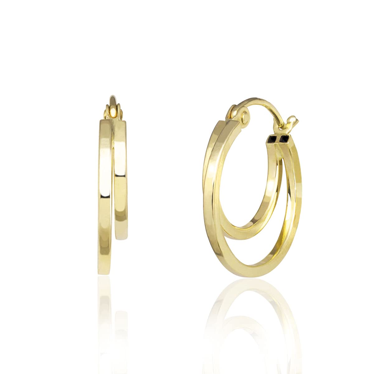 14K Yellow Gold Double Hoop Earrings for Women - Elegant Dainty Huggie Hoops - Perfect for Everyday Wear, Parties & Gifts