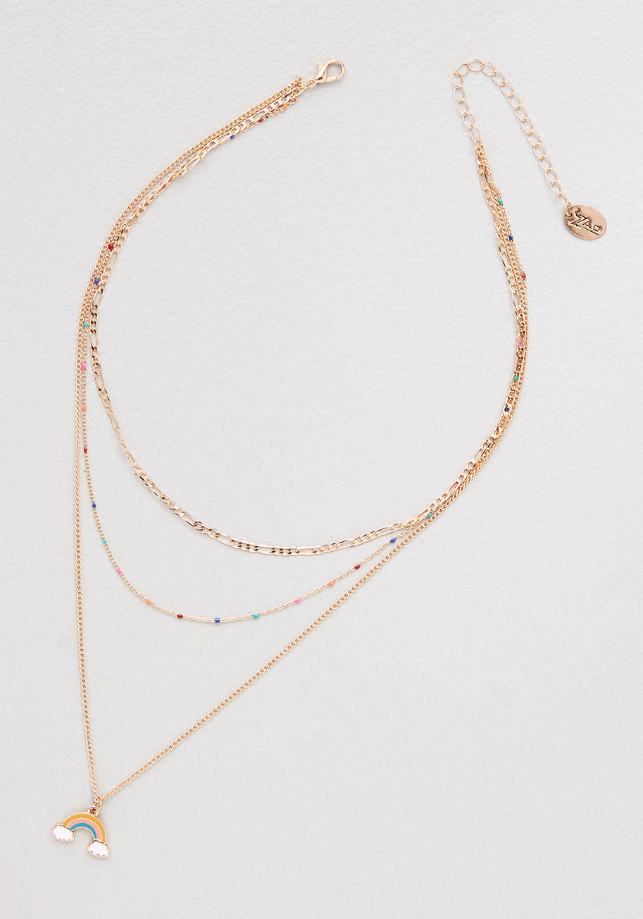 Rainbow Layered Necklace for Women - Trendy Colorful Statement Jewelry for Everyday Wear & Special Occasions