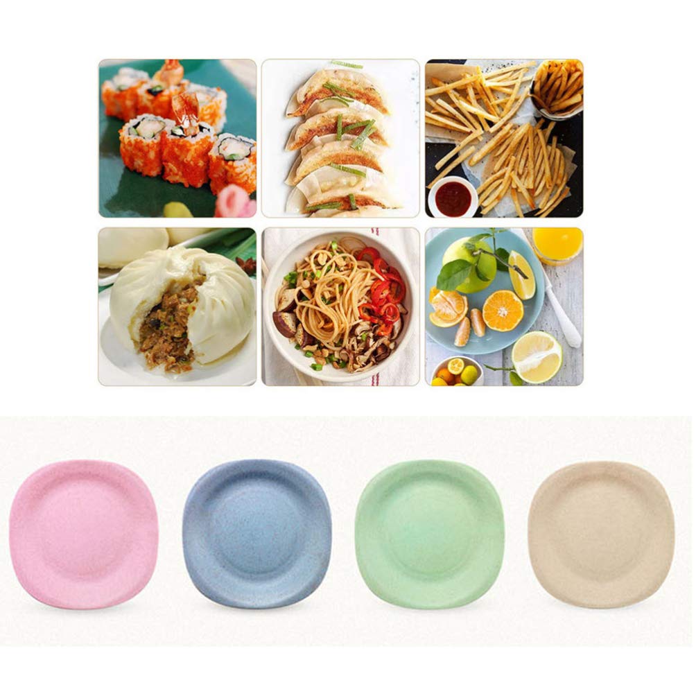 **Hemoton 4-Piece Wheat Straw Snack Plates - Eco-Friendly, Durable & Stylish Small Dishes for Fruits, Snacks, Desserts | Perfect for Parties, Picnics & Daily Use**