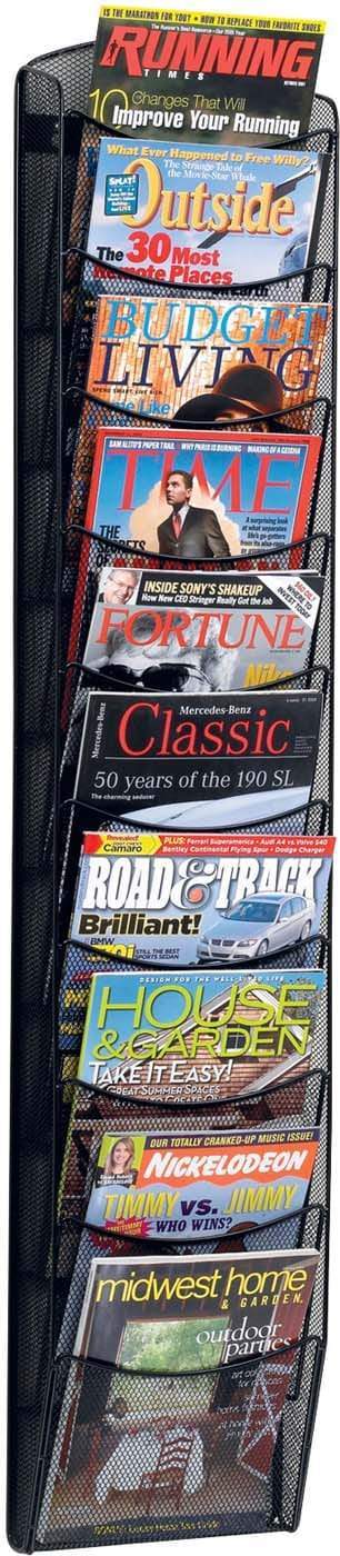 Onyx™ 10-Pocket Mesh Magazine Rack Organizer - Black [5579BL] - Perfect for Living Room, Office & Bedroom Storage