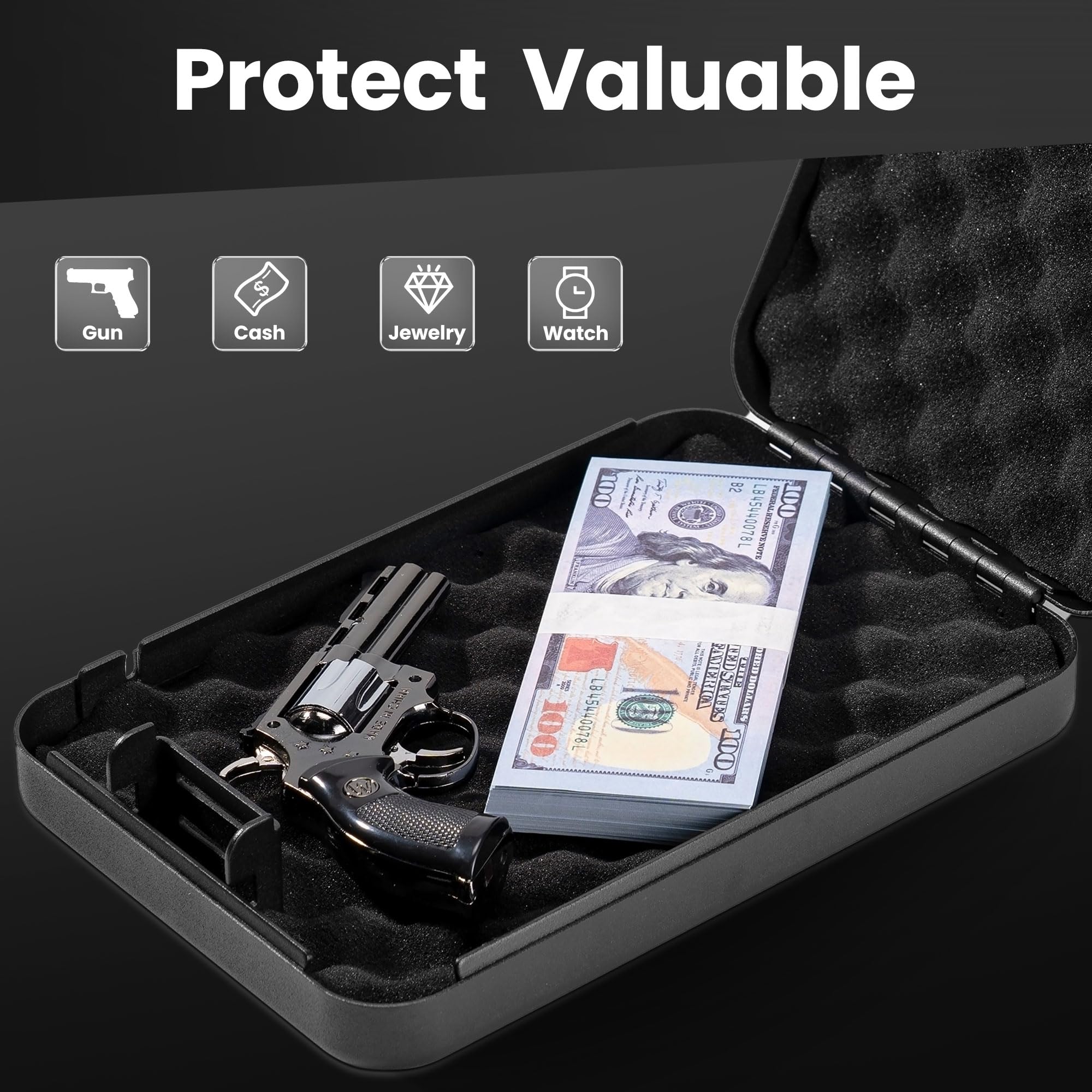 Portable Pistol Safe for Travel & Car - Key Lock Handgun Safe Box with Handbag - Secure Storage for Home, Vehicle & On-the-Go Use
