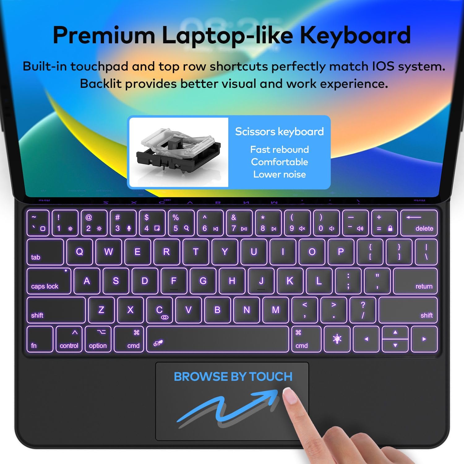 Magnetic Keyboard Case for iPad Air 13 (M3 2025 / M2 2024) & iPad Pro 12.9 inch 6th/5th/4th/3rd Gen - Slim Magic-Style Detachable Keyboard with Multi-Touch Trackpad & Floating Stand - Perfect for Work, Travel, and Home Office Use